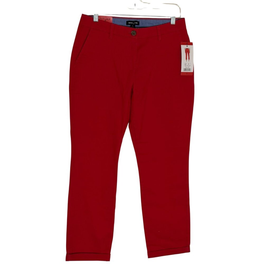 Nautica Jeans Chino Ankle Pants Tapered Leg Red 8 NWT